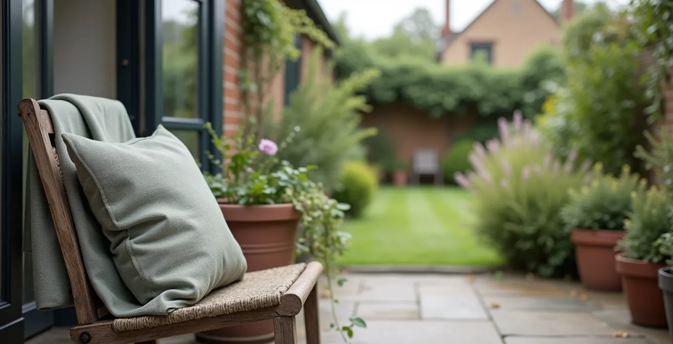 Neutral colored fabrics displayed in soft British daylight