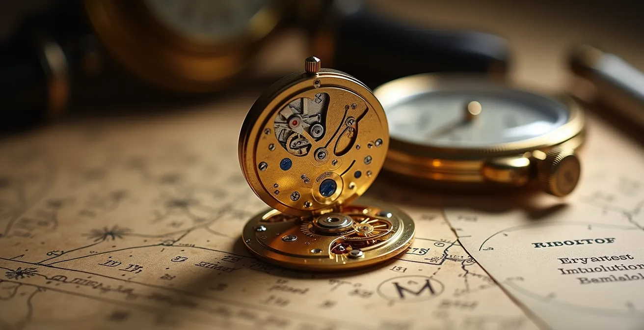 Detailed view of high-accuracy quartz chronometer movement showcasing British engineering heritage